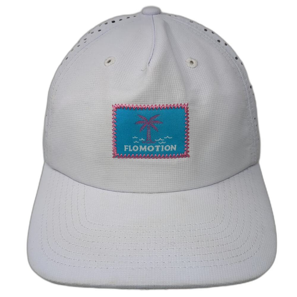 Flomotion Trucker Hat White One Size Palm Tree Perforated Mesh Snapback Beach